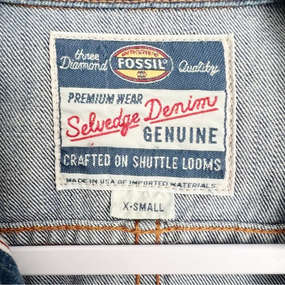 Fossil Vintage Selvedge Denim Blue Jean Jacket USA three diamond quality - Picture 7 of 7